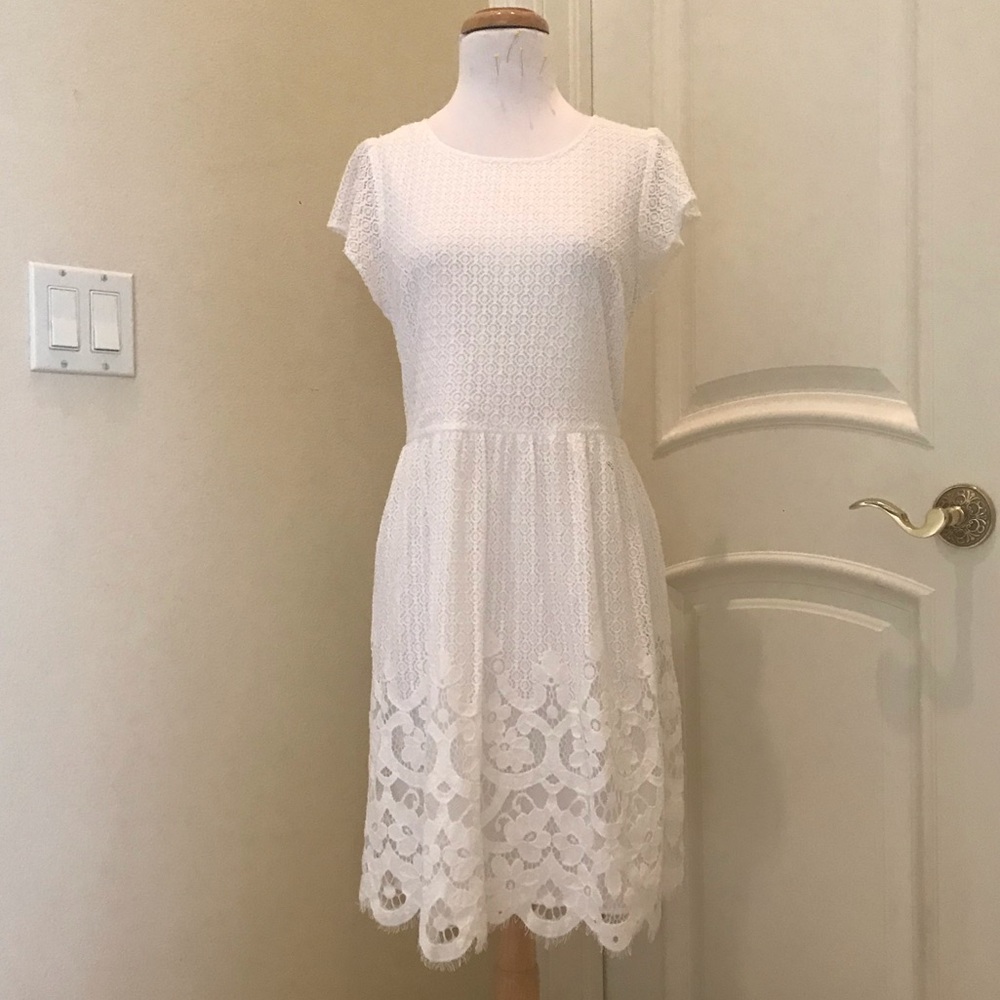Nwot Loft white soft lace knit dress